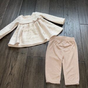 First impressions quilted dress sweater with suede like leggings